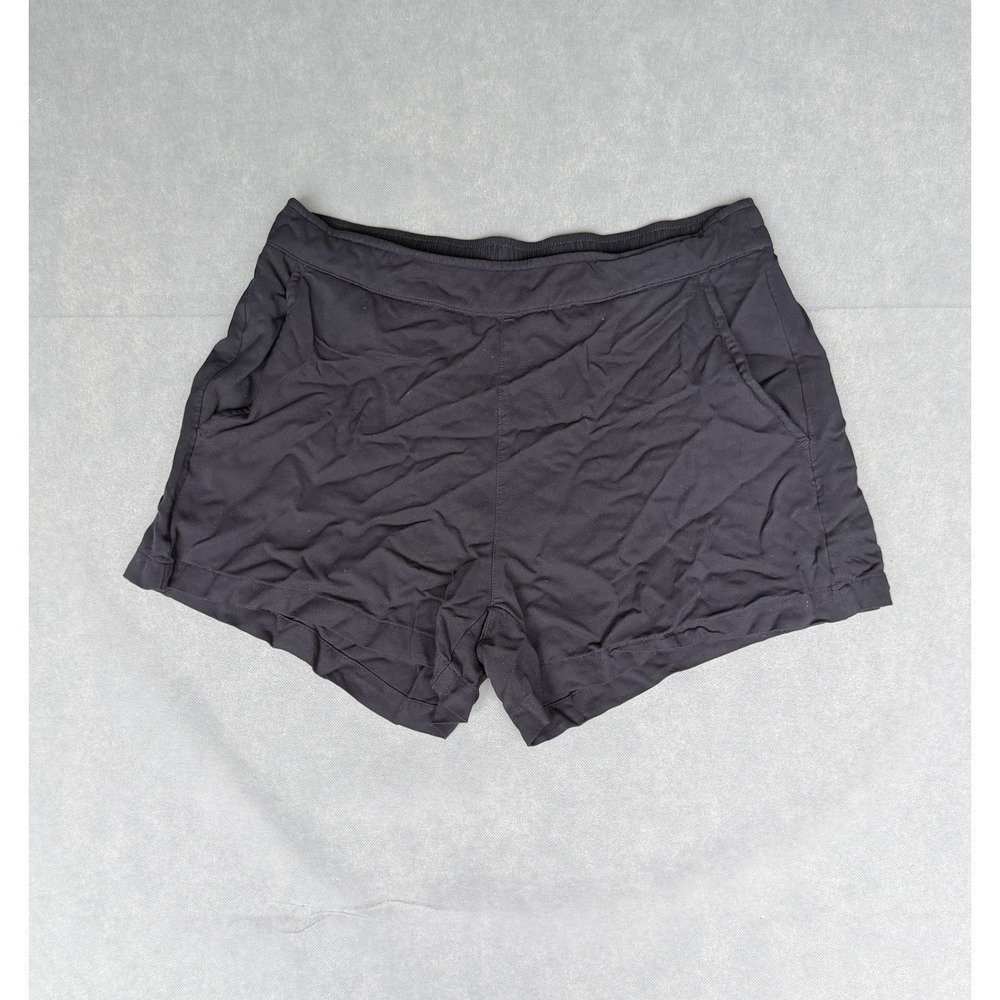 Old Navy High-Rise Playa Shorts Black Viscose Elastic Waist Size L